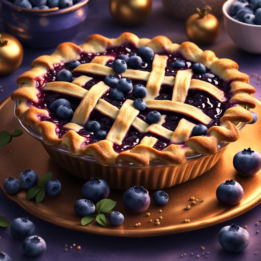 Fresh Blueberry Pie: Matte Painting Concept Art