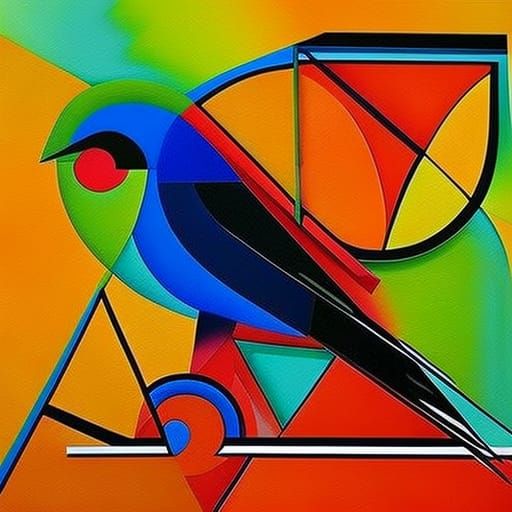 Geometric Parrot in Concrete Art Style