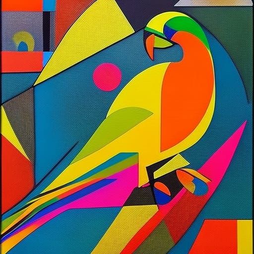 Geometric Parrot in Kandinsky Style