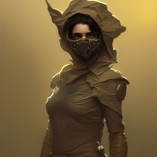 Woman with Golden Mask, Hyperdetailed Portrait