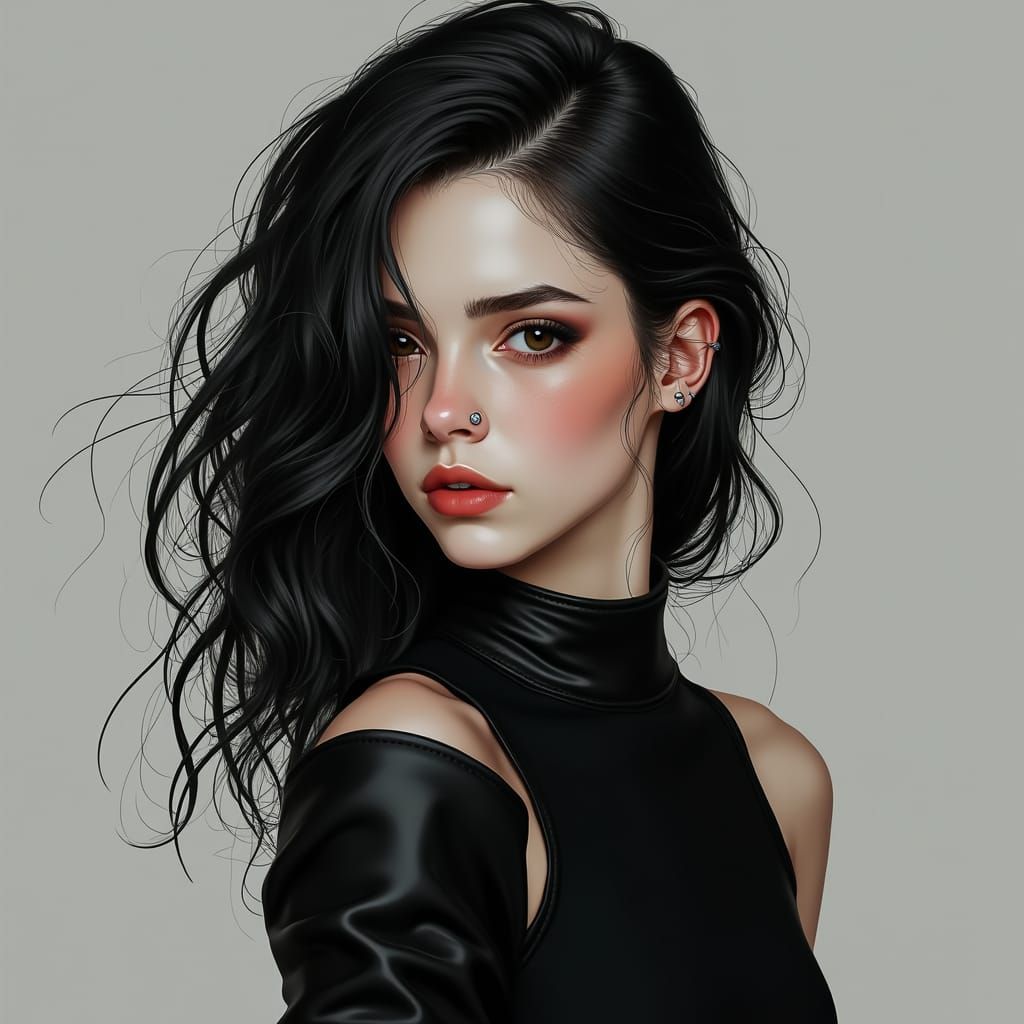 Stunning Young Woman in Edgy, High-Contrast Portrait