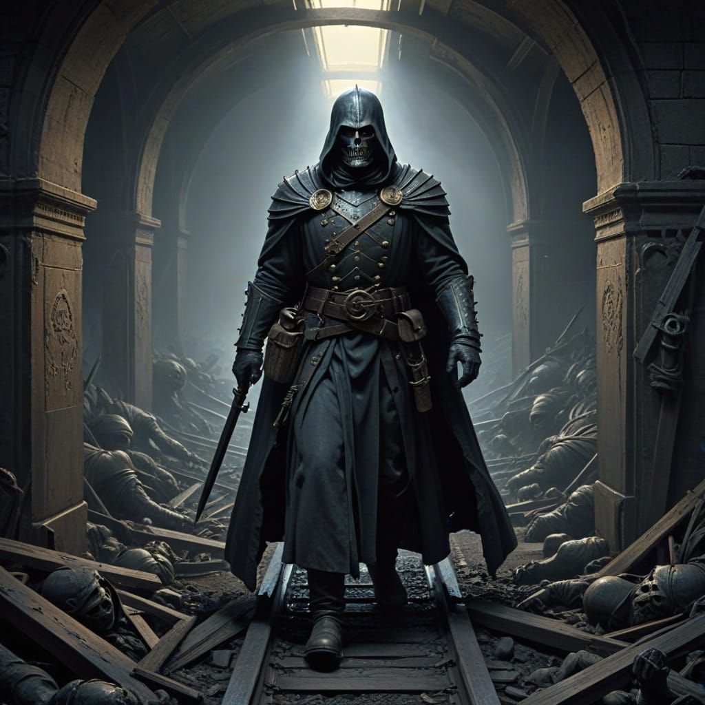 Dark Fantasy Soldier in Gustave Doré Style