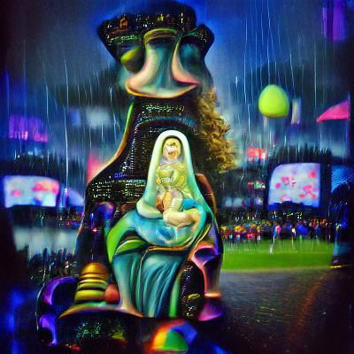 Glow in the Dark Madonna: Surreal Psychedelic Art