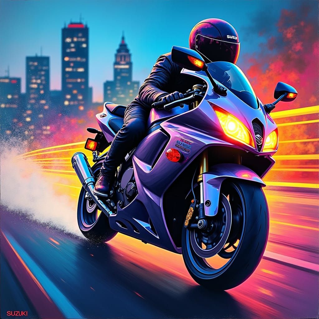 Hayabusa Motorcycle in Street Art Style