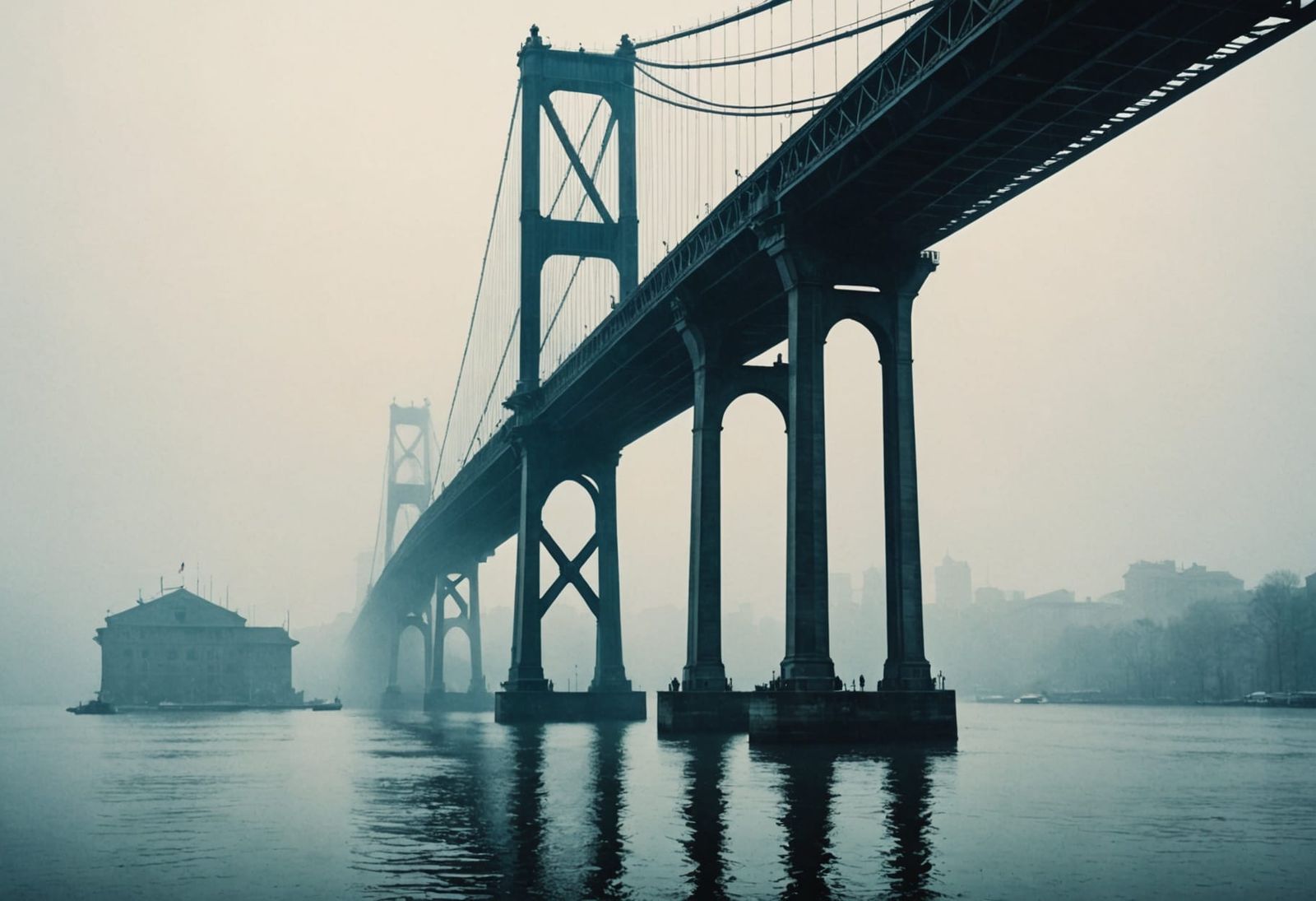 Verrazzano Bridge Silhouette in Morning Fog