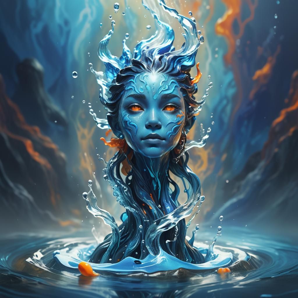 Water Elemental Concept Art in Anime Style