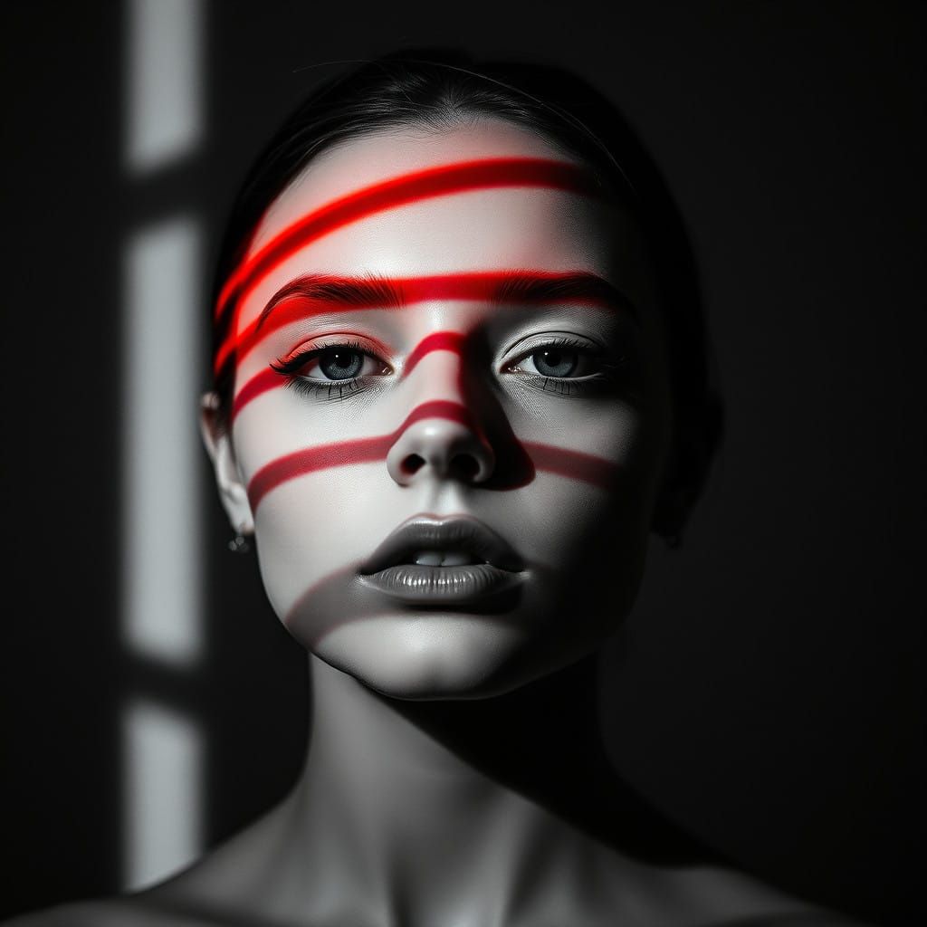 Minimalist Graphic Design Icon with Red Accents