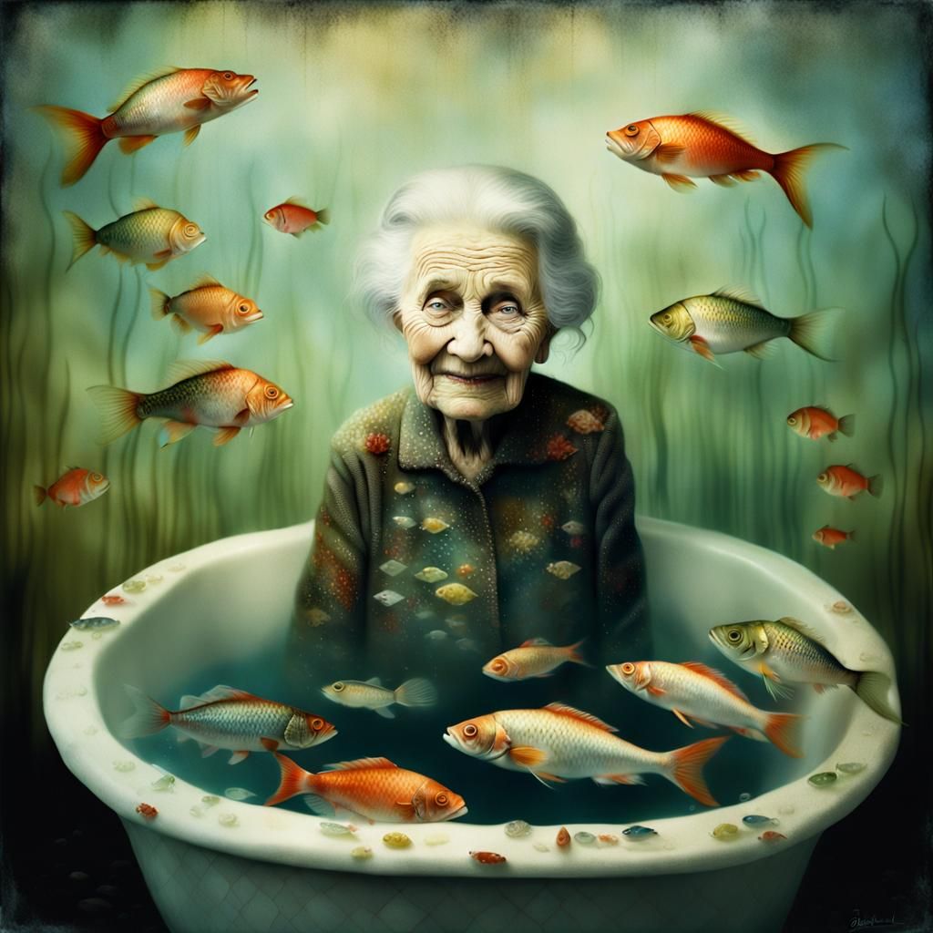 Eerie Tropical Fish Bathtub: A Detailed Photograph