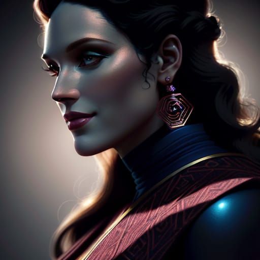 Elegant Art Deco Goddess with Wild Curly Hair in Soft Pastel...