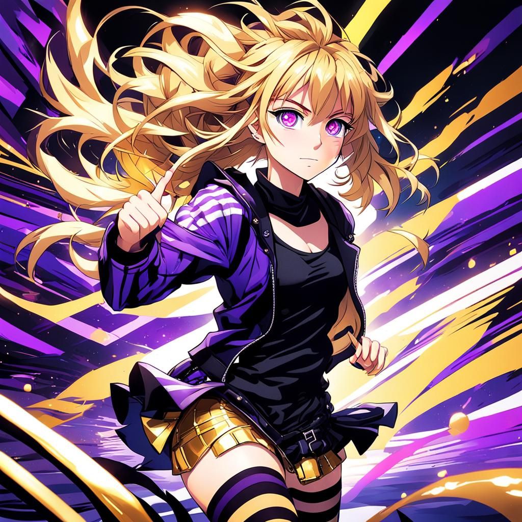 Anime Portrait: Mischievous Girl with Golden Aura