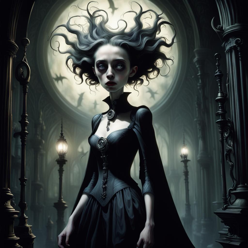 Biopunk Vampire in Ethereal Light and Shadow