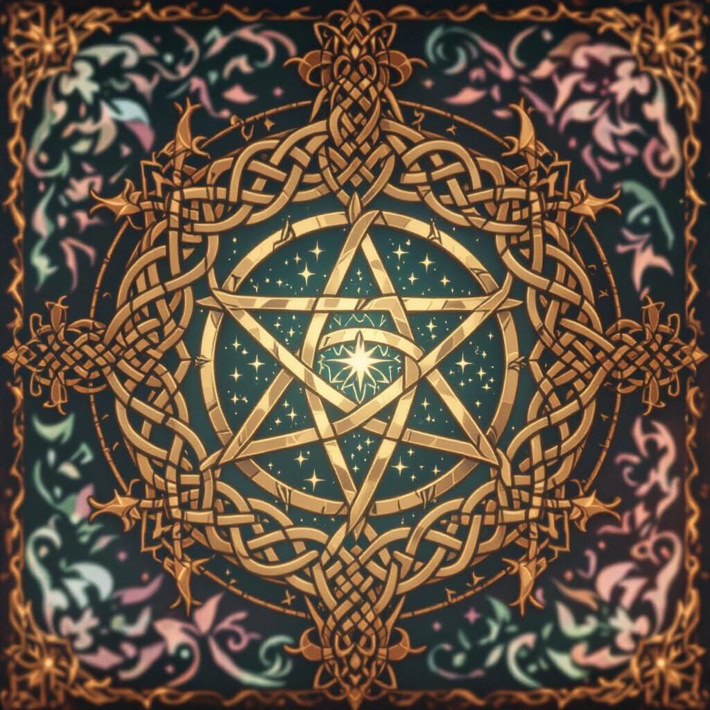 a sample page from a grimoire, hyperdetailed, celtic knotwor...