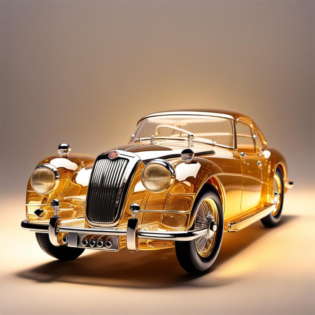 Translucent Crystal Scale Model Car on Display