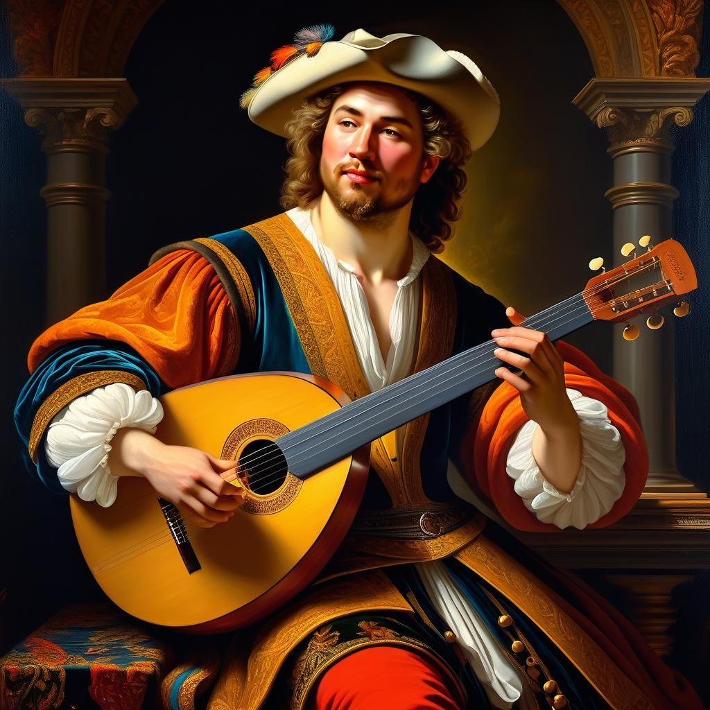 Musician Portrait in Baroque Painting Style