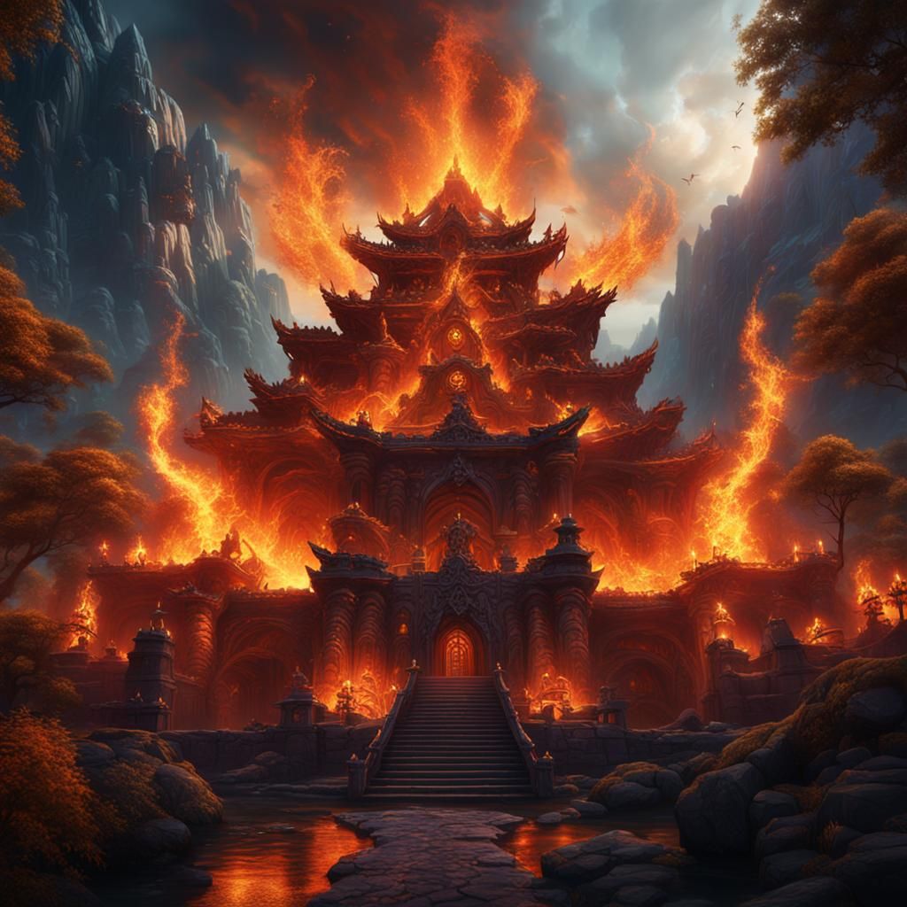 Detailed Matte Painting of a Fire Spirit