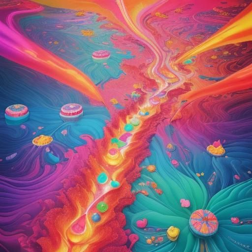 Cosmic Water and Fire in Candy Art Style