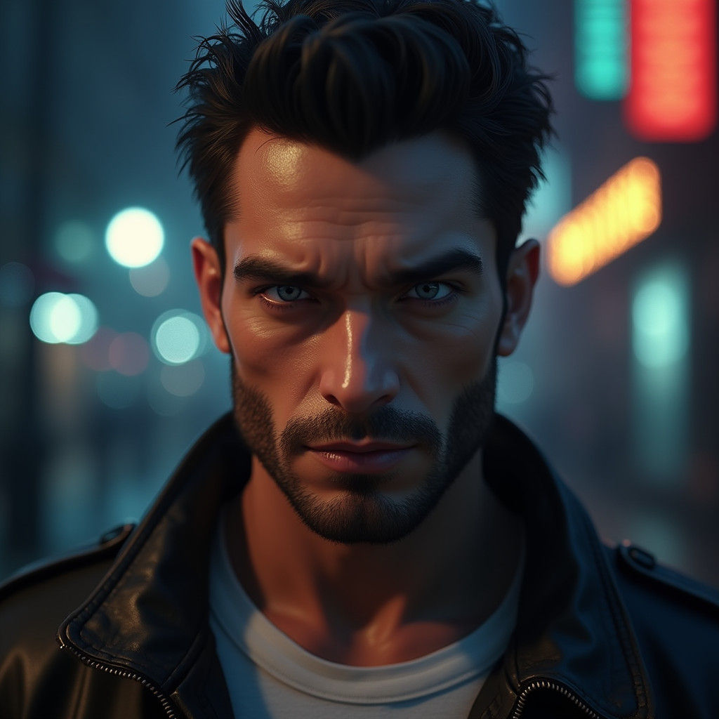 Dramatic Close-Up Portrait of a Handsome Man