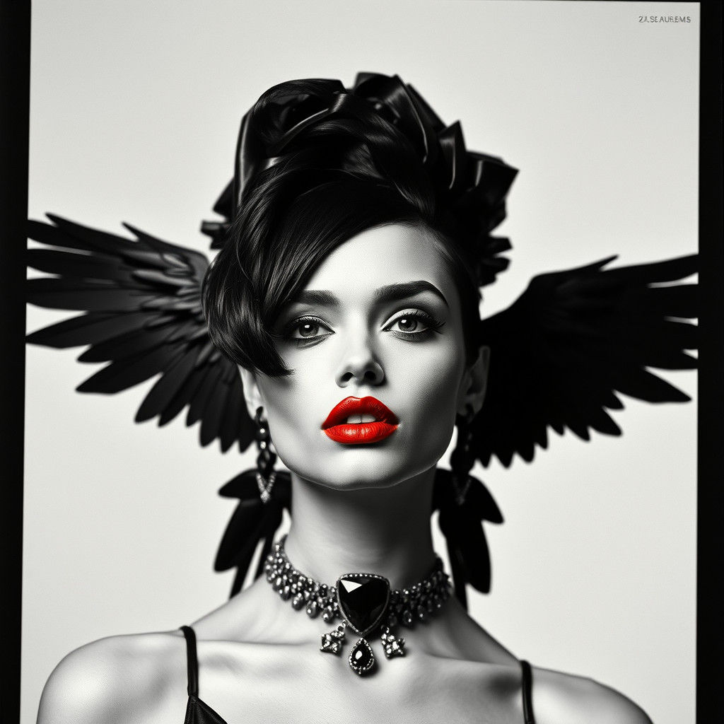 Photogram Raven Hat on Androgynous Supermodel