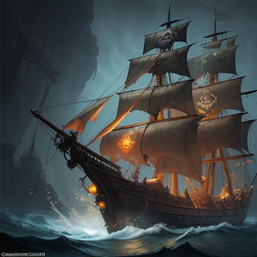 Pirate Ship in a Bottle: Hyperrealistic Concept Art