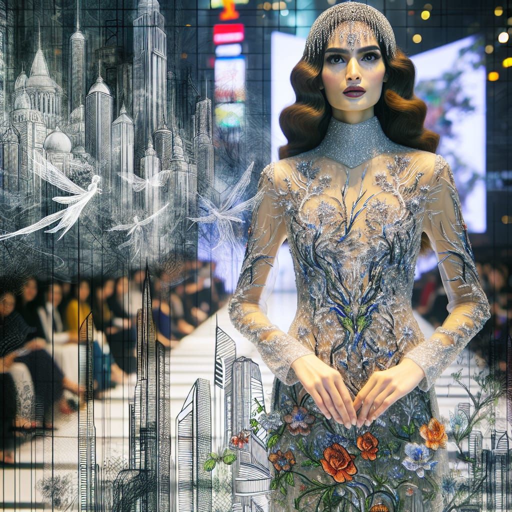 Beautiful Woman in Glass Fairy Dress, Hyperrealistic