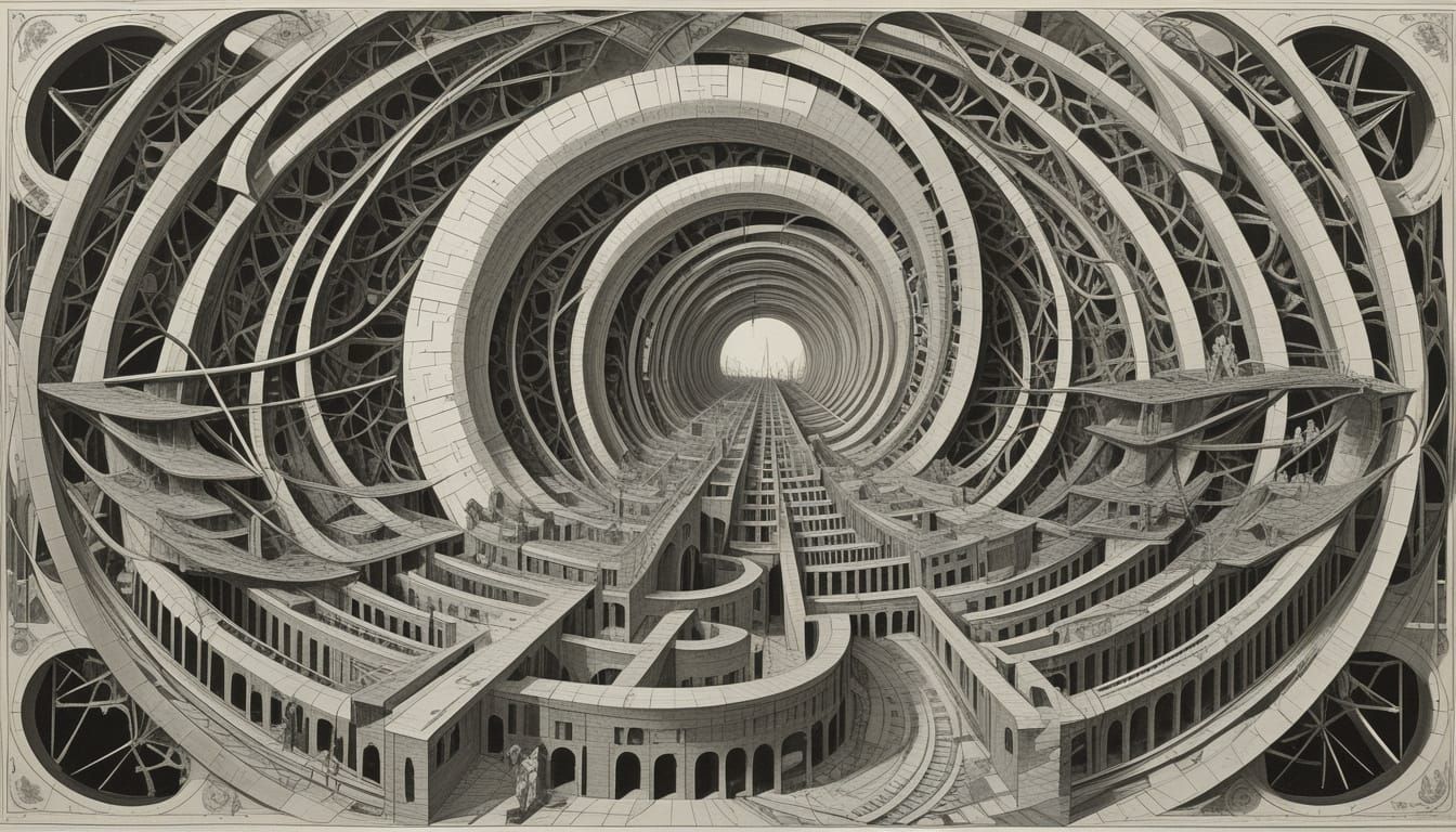 Enigmatic Genre Scenes in Fractal Expressionism Style