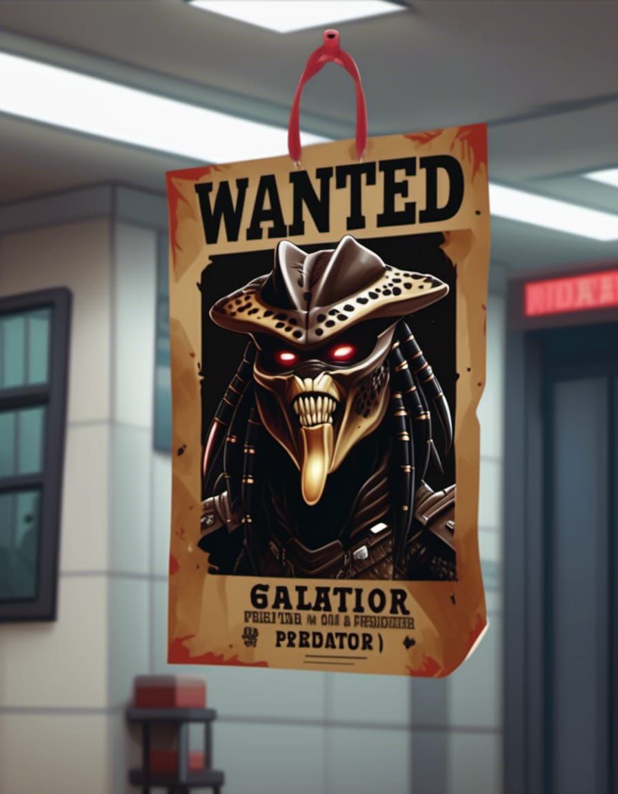 Cowboy Predator Wanted Poster in Cartoon Style