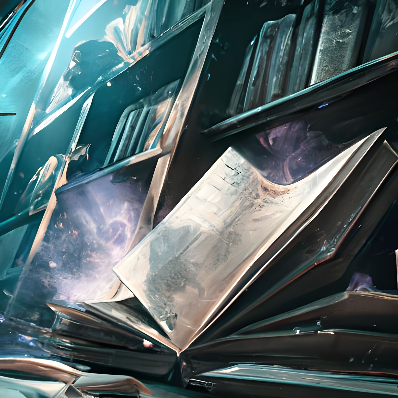 Book Flies Across Library: Digital Art Illustration