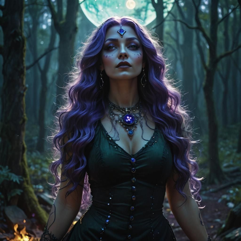 Mystical Forest Siren Ignites Under the Vibrant Moon