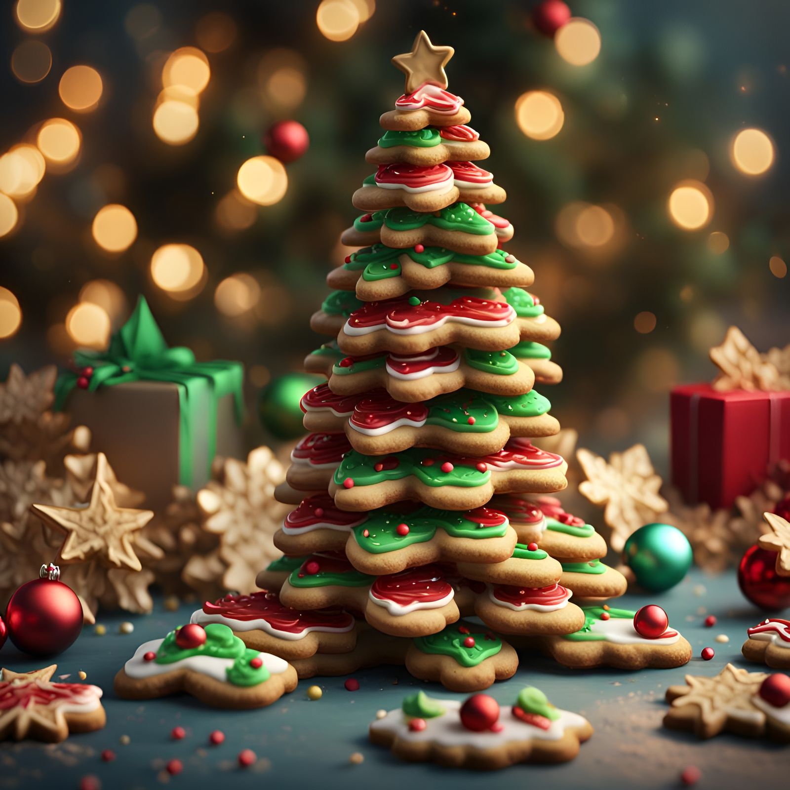 Christmas Cookie Tower Shaped Like a Tree