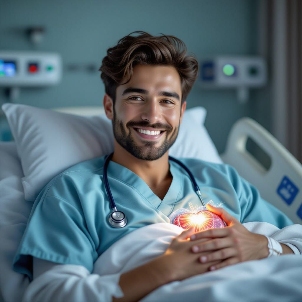 Happy Man in Hospital: Detailed Digital Portrait