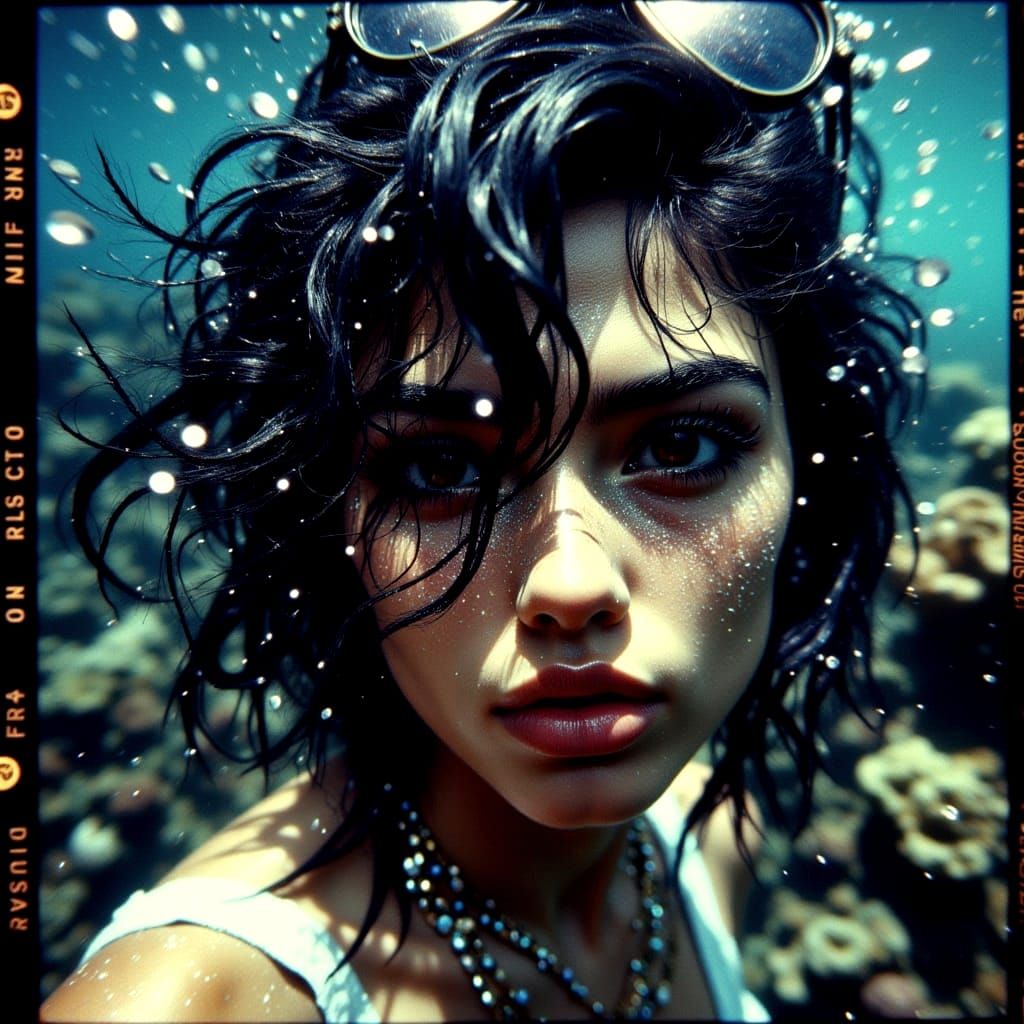 Hypermaximalist Noir Portrait of a Latina Woman in an Underw...