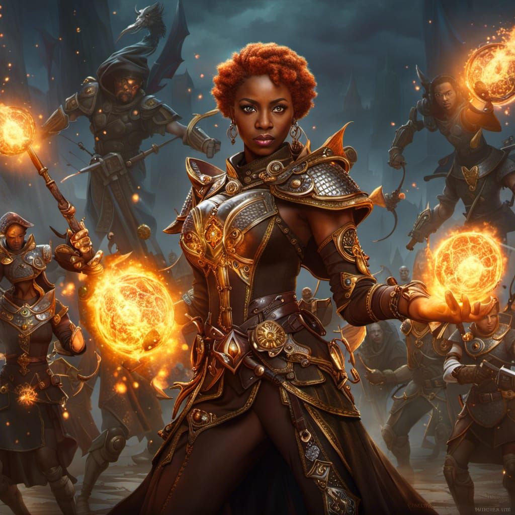 Steampunk Elf Mage Battles Army with Fireballs
