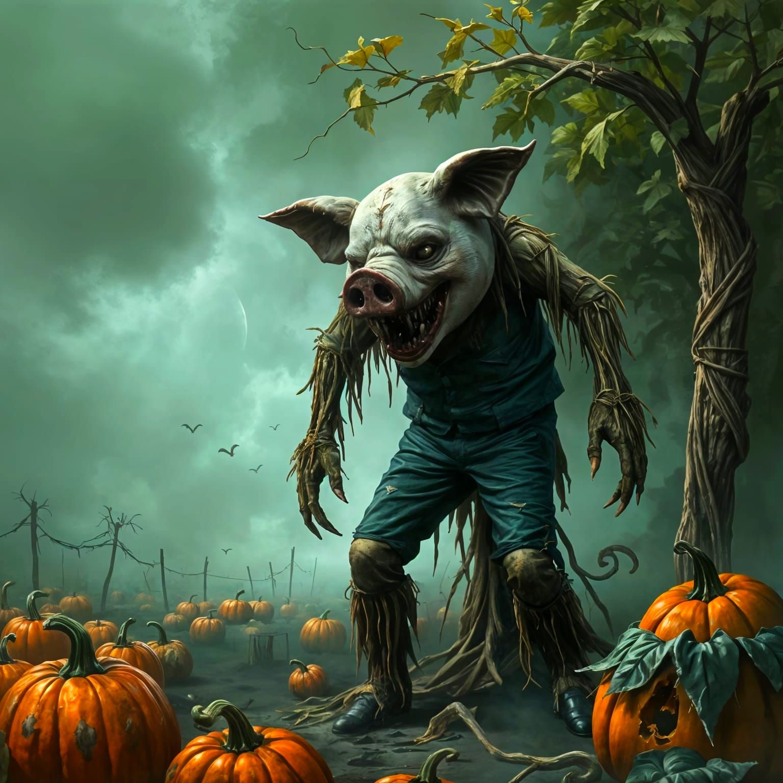 Macabre Harvest: Horrific Pig-Man Scarecrow in Haunted Corn ...