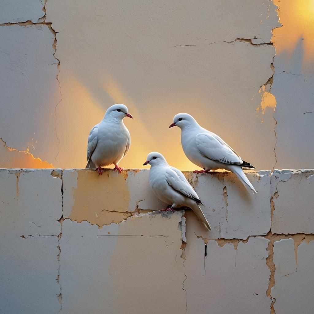 Mouse and Dove Chatting at Sunrise