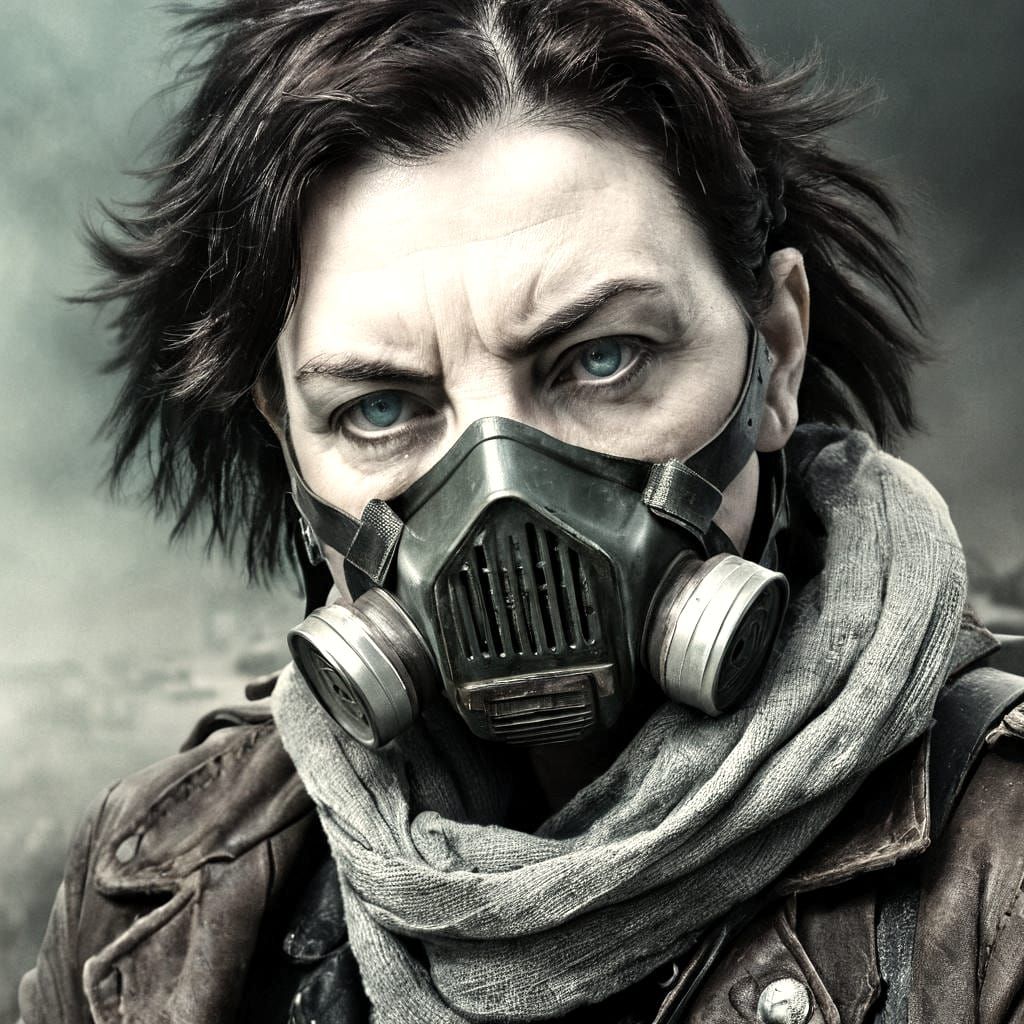 Apocalyptic Woman Communicating by Radio