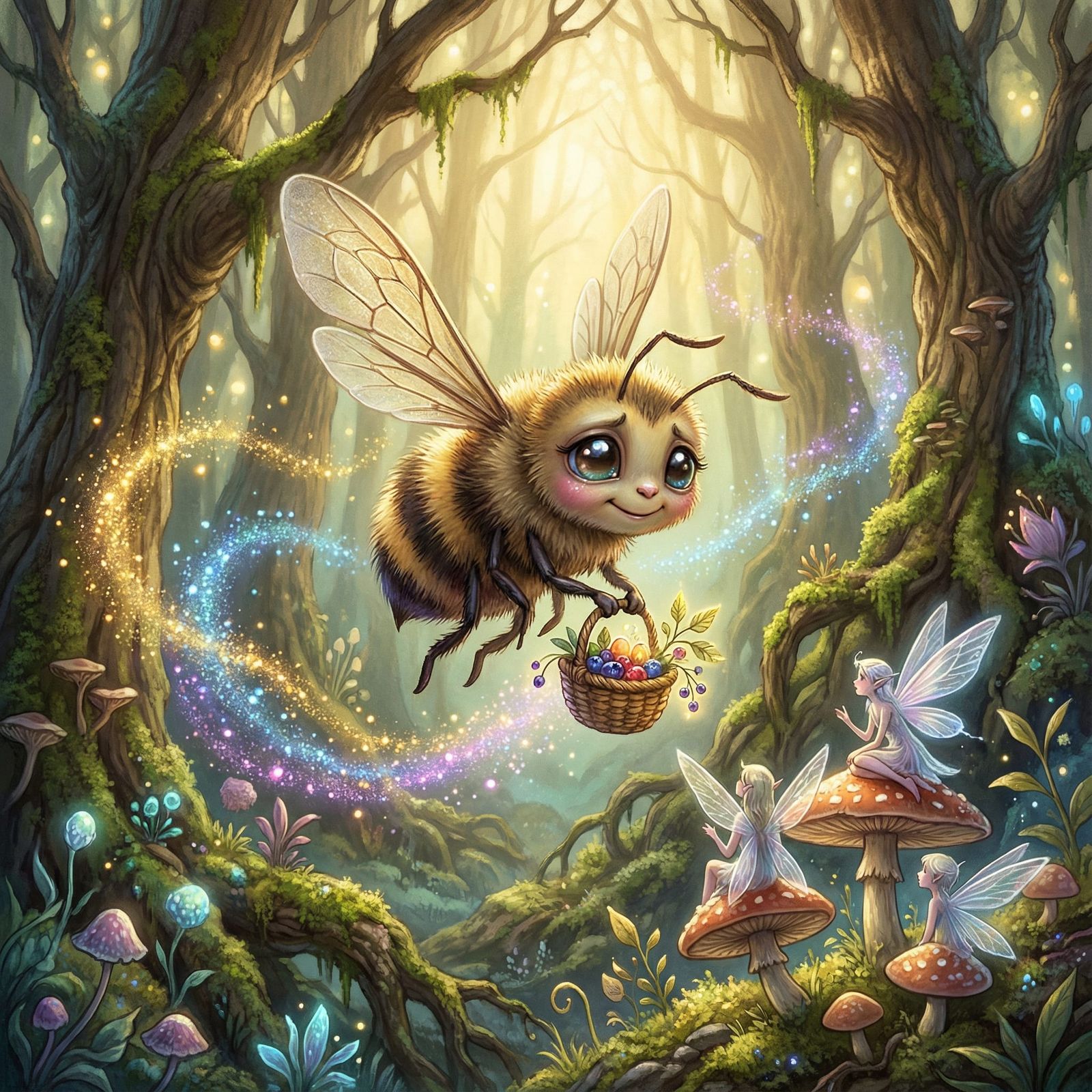 Shy Fliggettybee in Magical Wood with Fairy Gifts