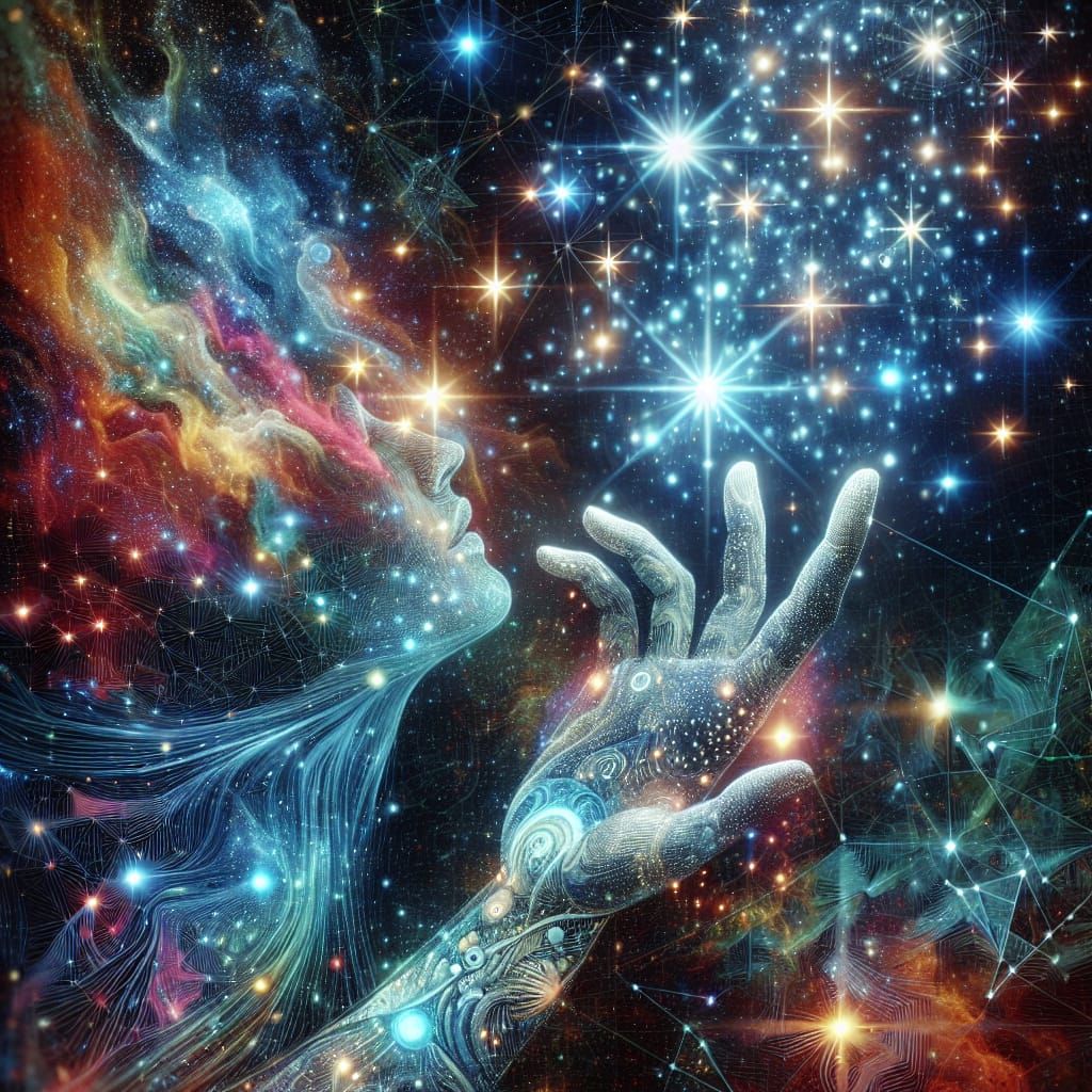 Celestial Hand Reaches for Vibrant Stars in Holographic Cosm...