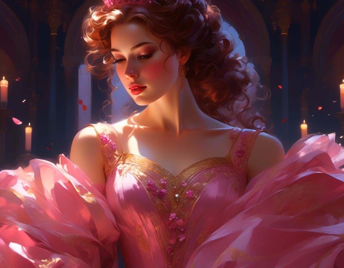 Princess Belle Portrait in Art Nouveau Style