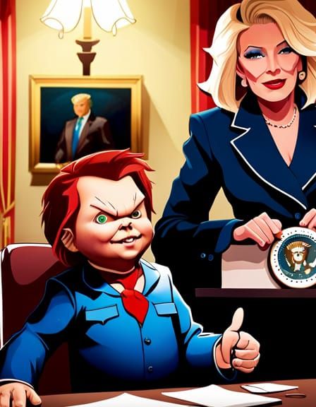 Welcome to the Whitehouse Mr Chucky. Don't worry you're not the first clown in that seat, you won't be the last.