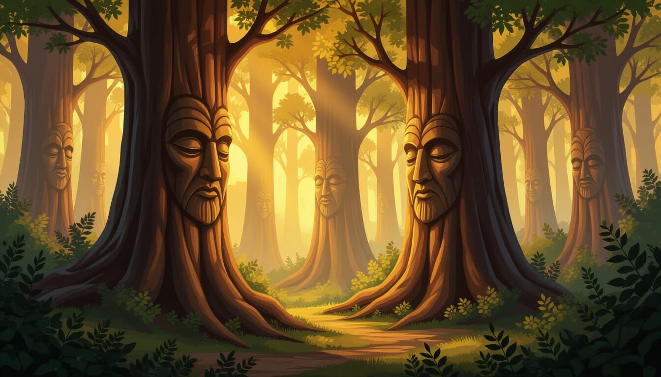 Enchanted Forest of Whispering Trees: Digital Painting