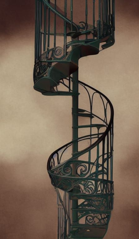 Victorian Spiral Staircase in Art Nouveau Style