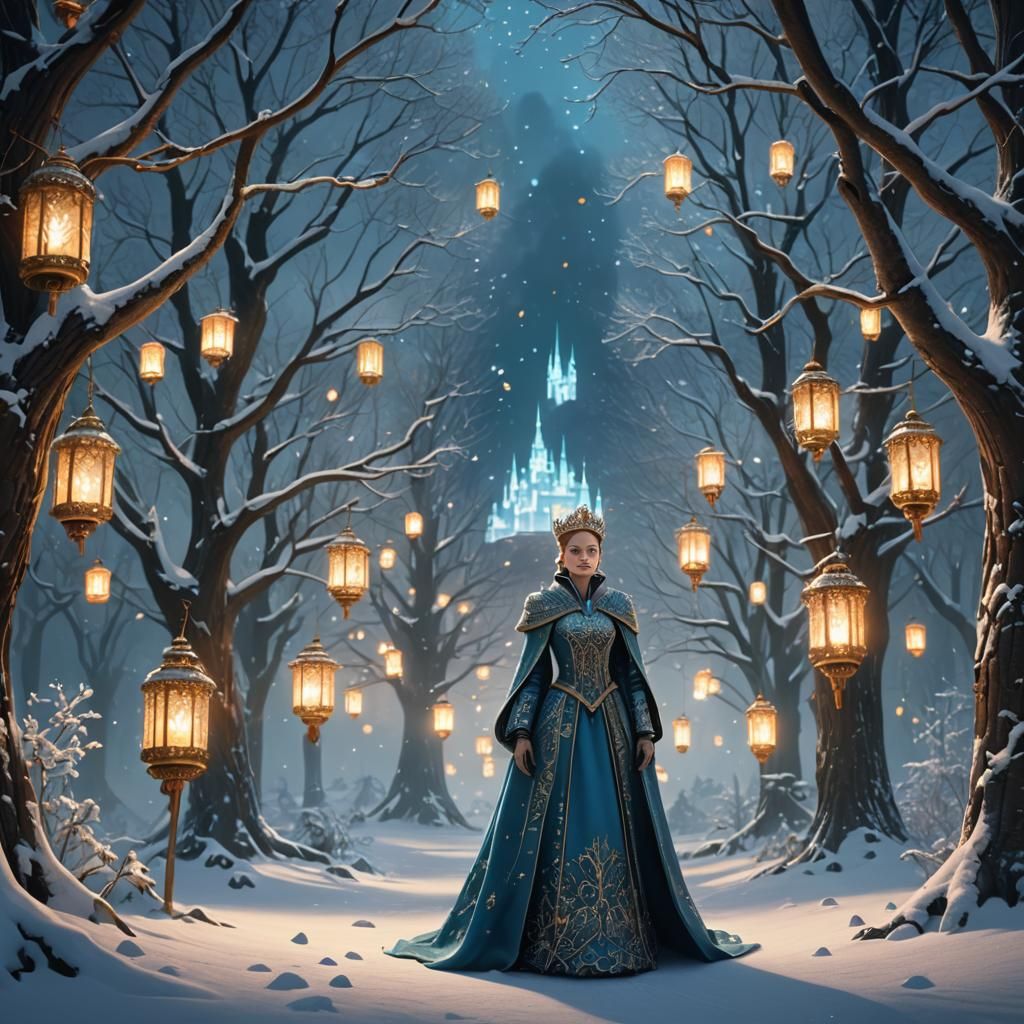 Snow Forest Queen in a Mystical Aura