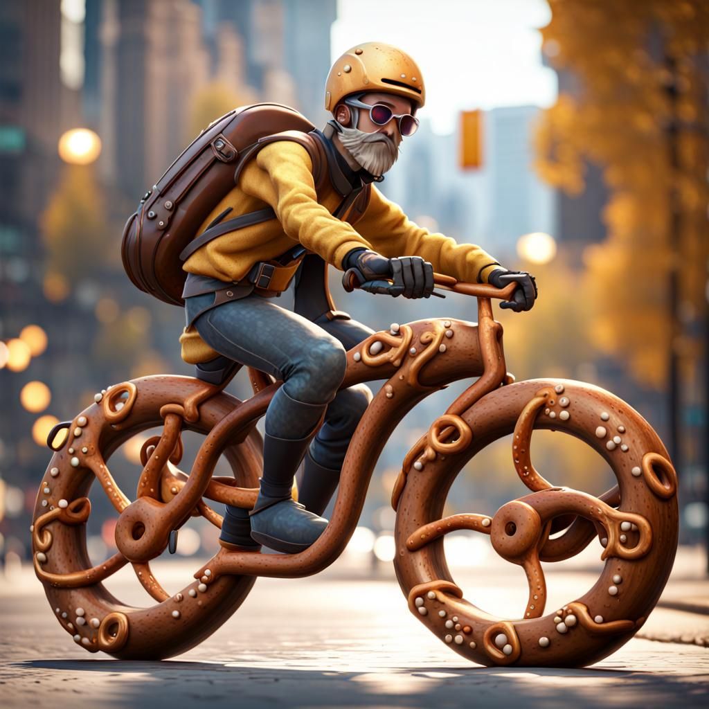 Pretzel Person on Pretzel Bike: 3D Game Art