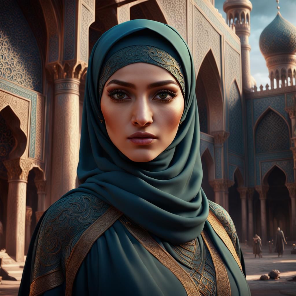Girl Wearing Hijab in Detailed Matte Painting