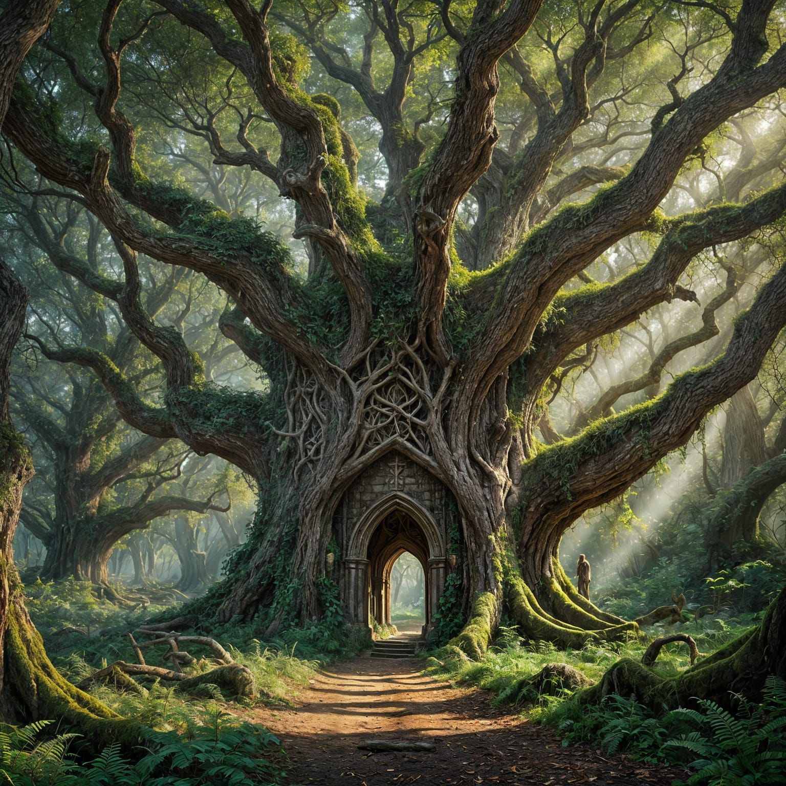 Enchanted Forest: Cathedral Canopy in Digital Art