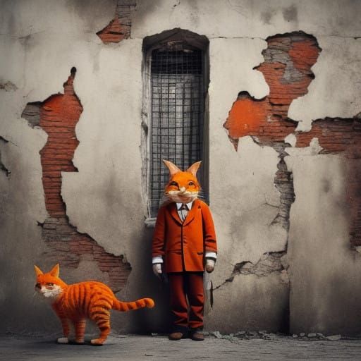 A Vibrant Orange Feline in a Whimsical Art Style