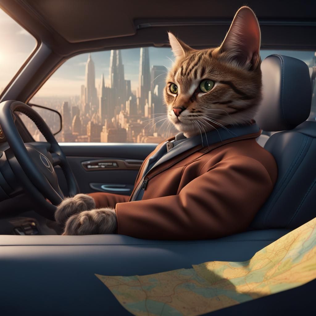 Cats on a Road Trip: Fantasy Concept Art