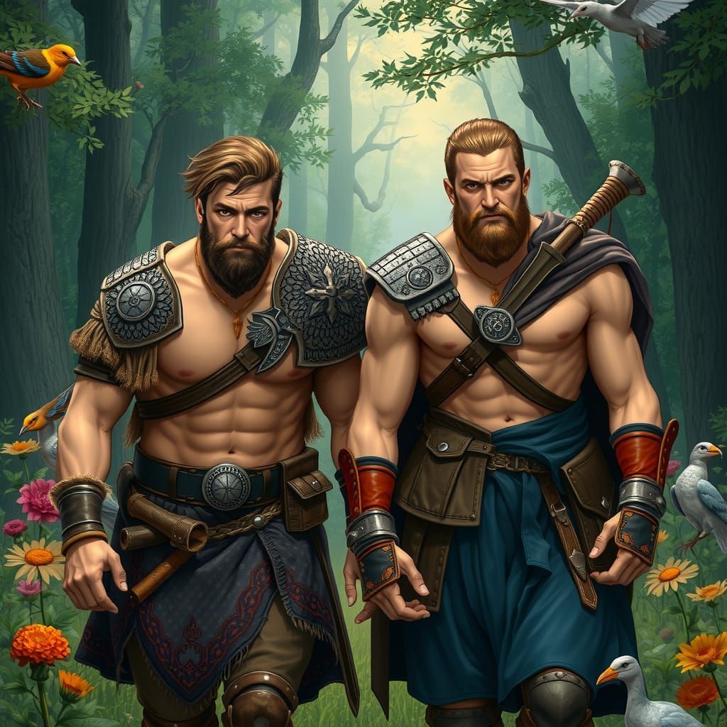 Medieval Soldiers Walking Through a Fantasy Forest