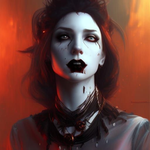 Gothic Vampire Portrait in Art Nouveau Style