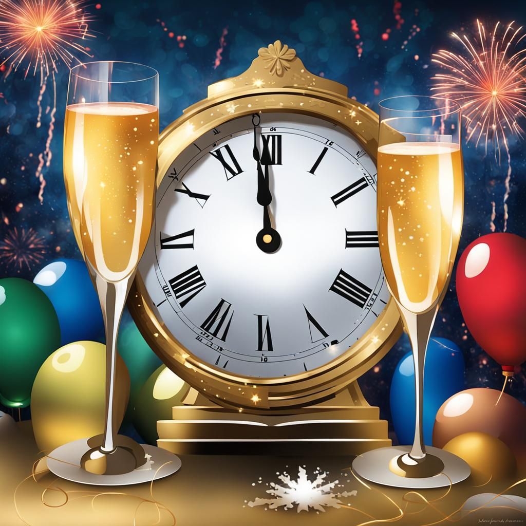 New Year's Eve Celebration with Fireworks Display